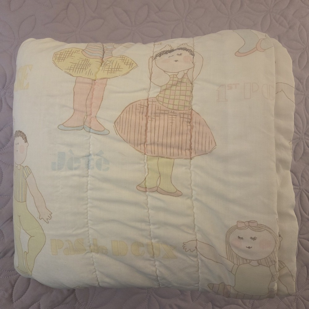 Vintage 80s 90s Springmaid Ballet Class Twin Comforter Pastel Ballet Positions